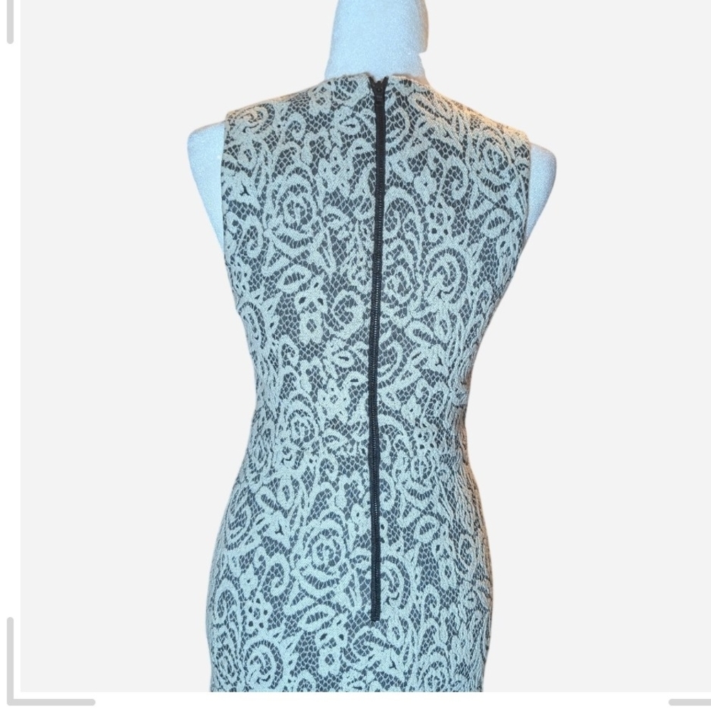 Pre-owned Alice+Olivia Lilia Lace Textured Plunge V Neck Midi Sheath Dress - Picture 12 of 16